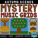 Autumn Mystery Music Grids - Whole, Half, Quarter Notes Digital Resources